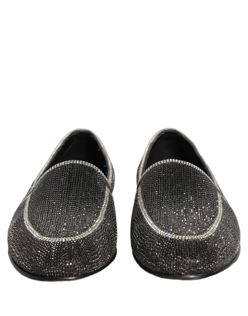Black Crystal Embellished Men Loafers Shoes