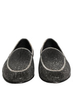 Black Crystal Embellished Men Loafers Shoes