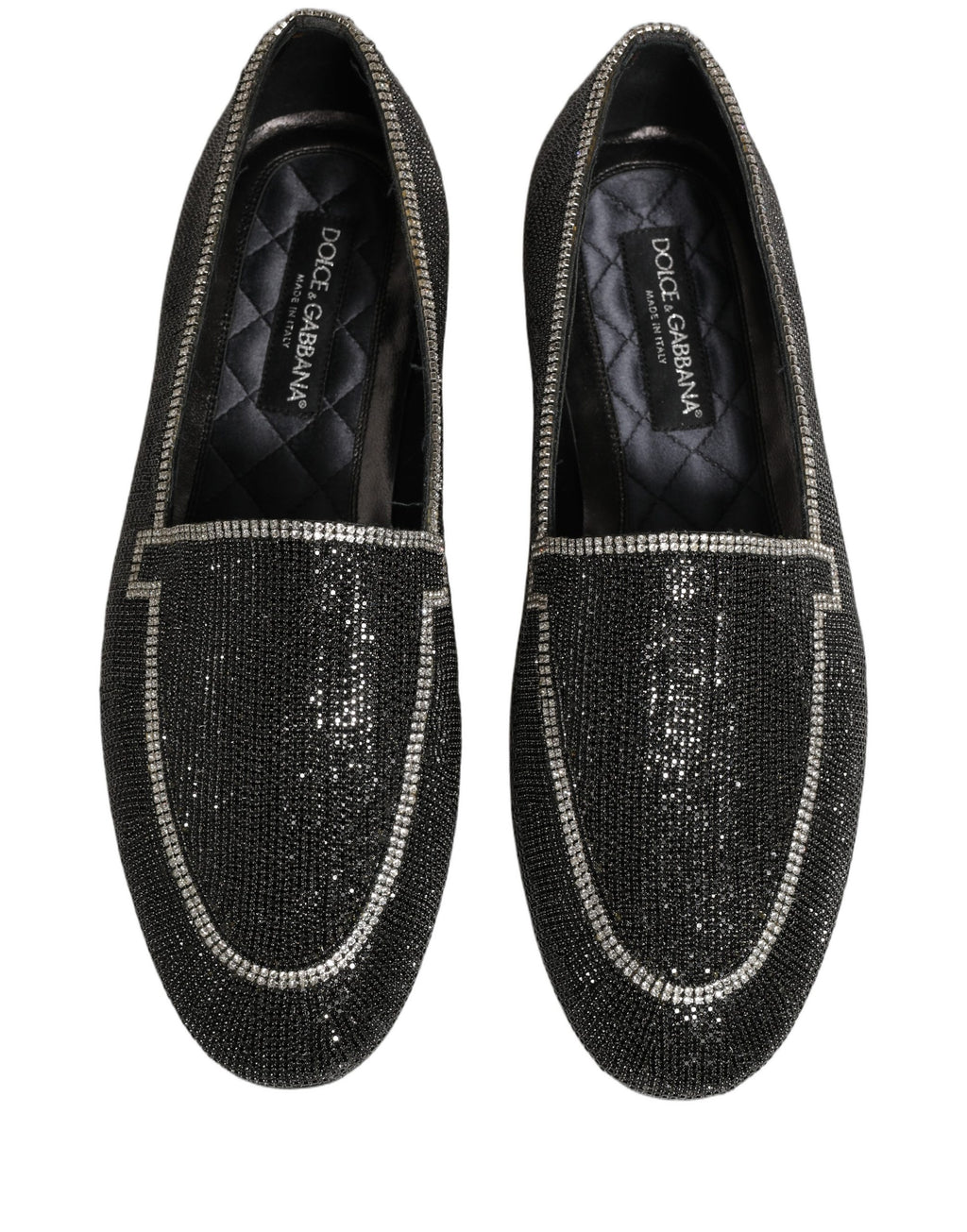 Black Crystal Embellished Men Loafers Shoes