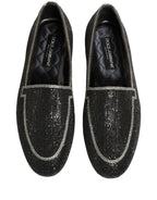 Black Crystal Embellished Men Loafers Shoes
