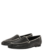 Black Crystal Embellished Men Loafers Shoes