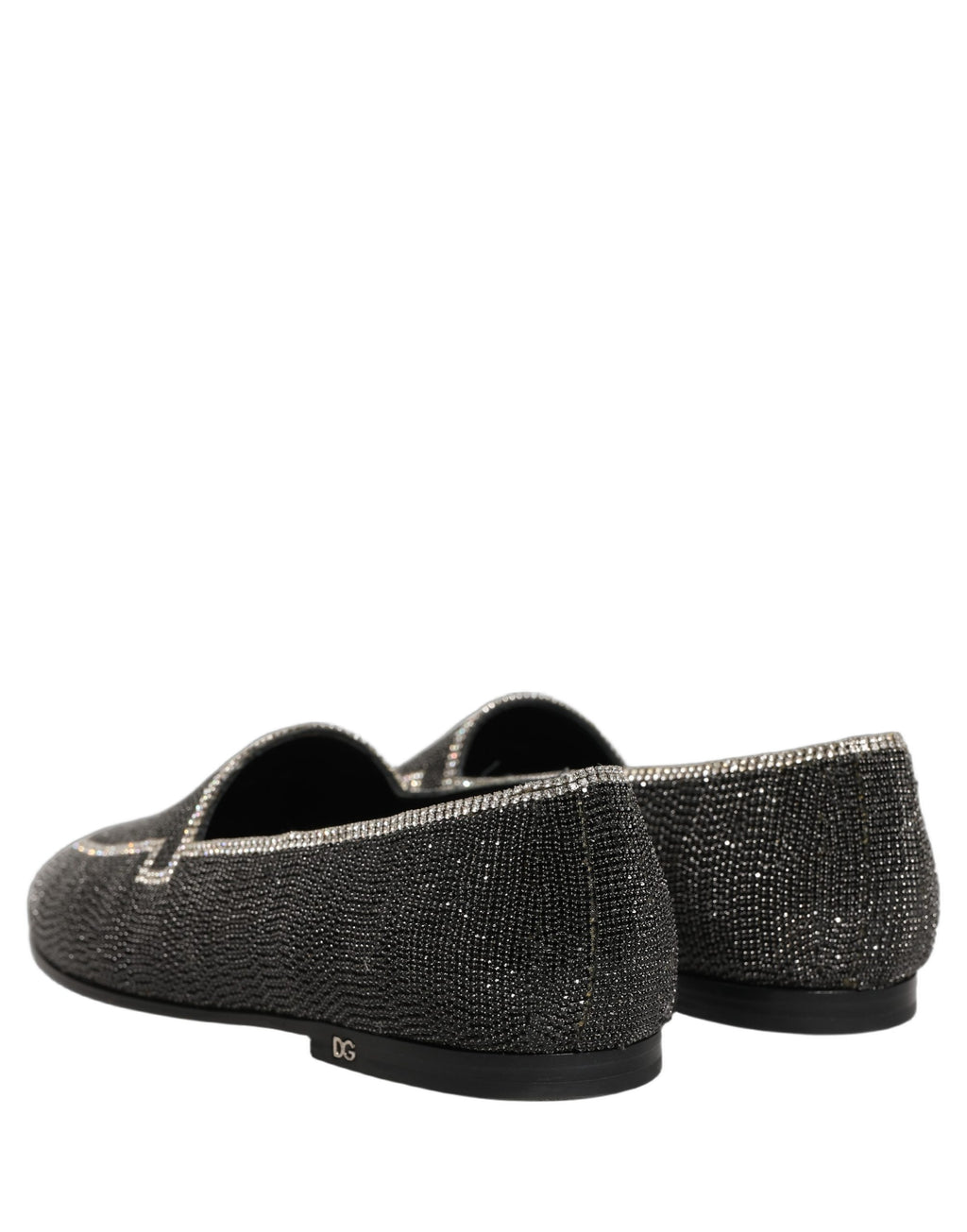 Black Crystal Embellished Men Loafers Shoes