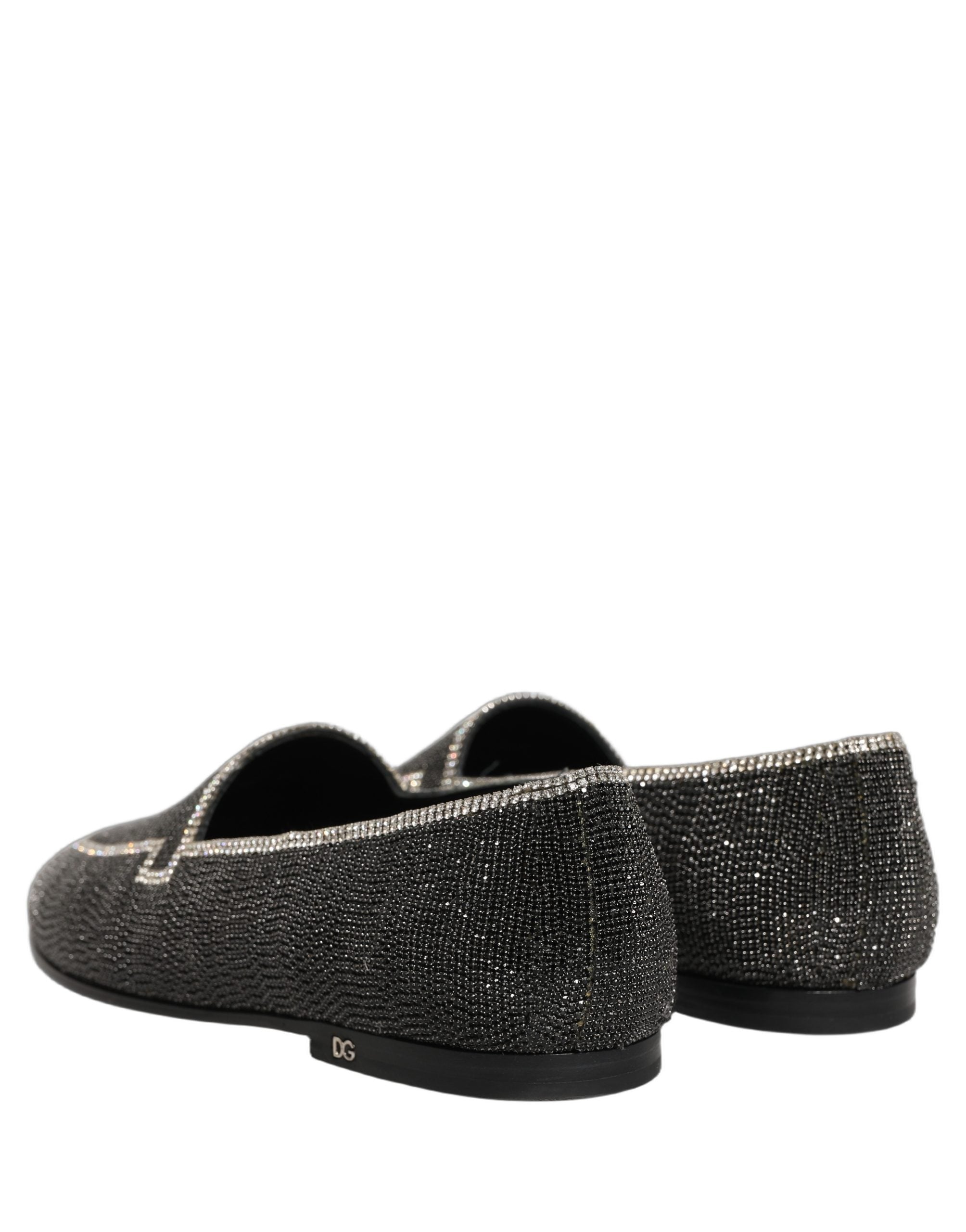 Black Crystal Embellished Men Loafers Shoes