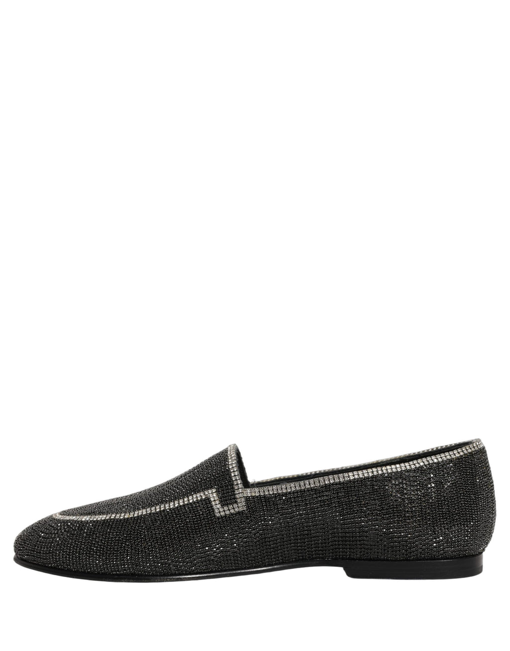 Black Crystal Embellished Men Loafers Shoes