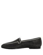 Black Crystal Embellished Men Loafers Shoes