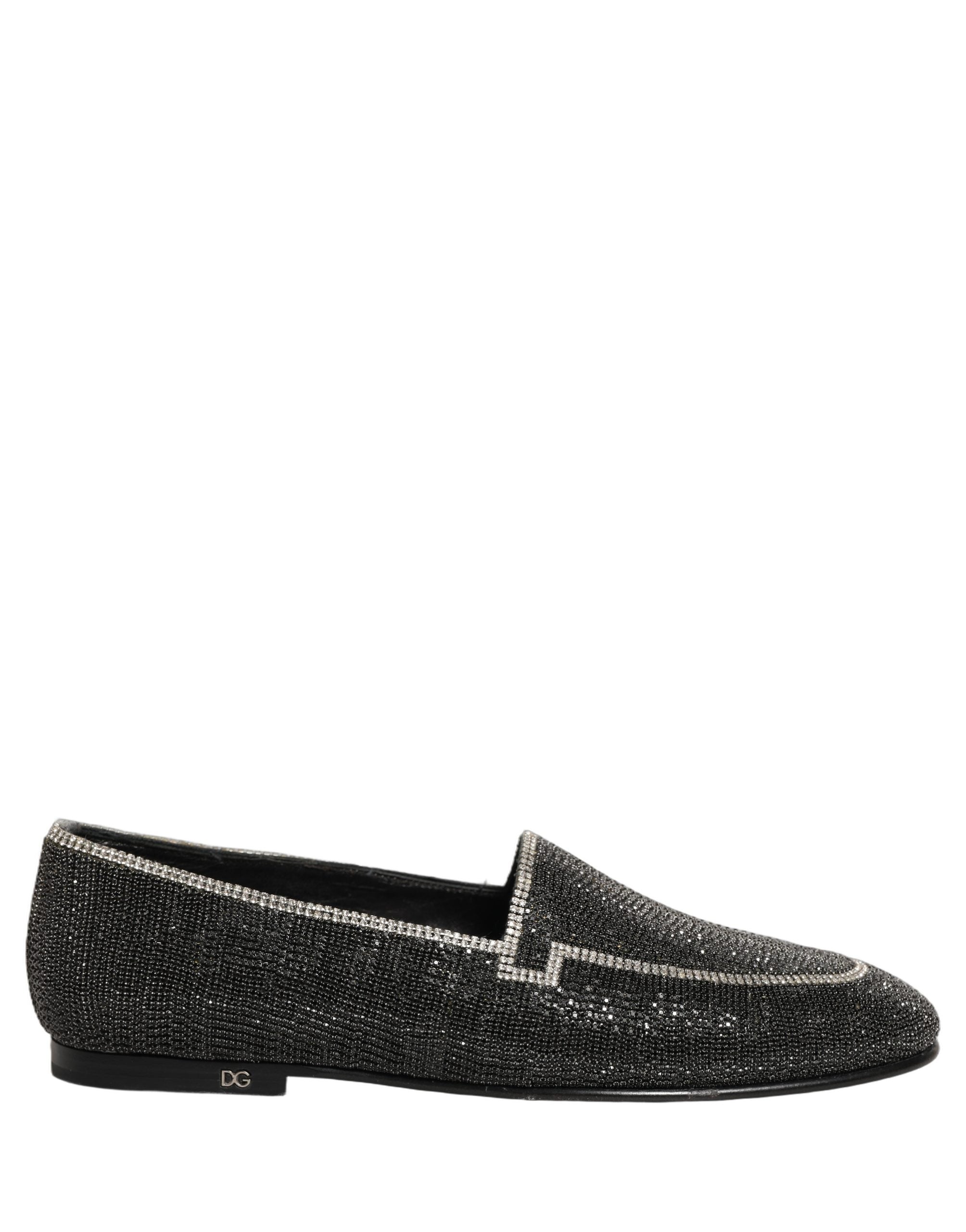 Black Crystal Embellished Men Loafers Shoes