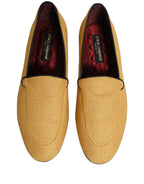 Yellow Woven Men Slip On Dress Loafers Shoes