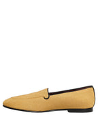 Yellow Woven Men Slip On Dress Loafers Shoes
