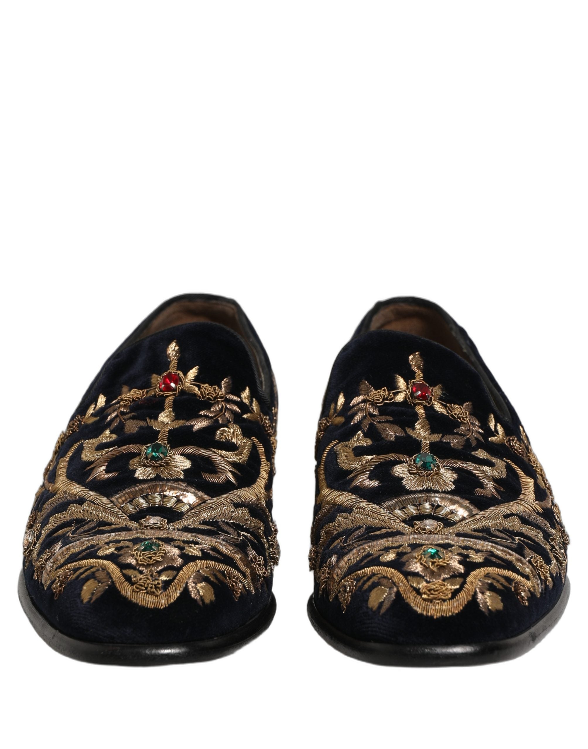 Black Velvet Embellished Dress Loafers Shoes