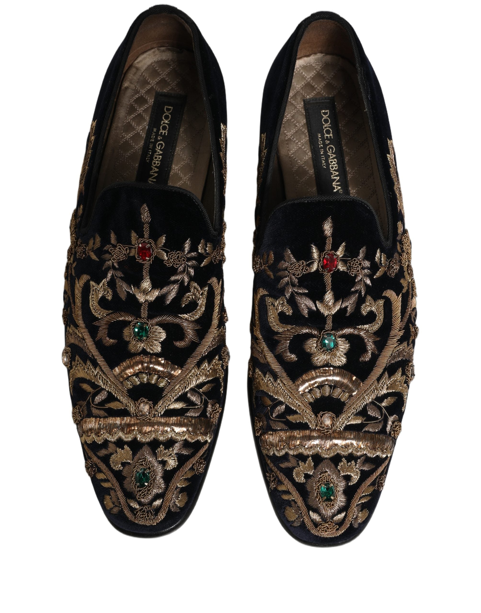 Black Velvet Embellished Dress Loafers Shoes