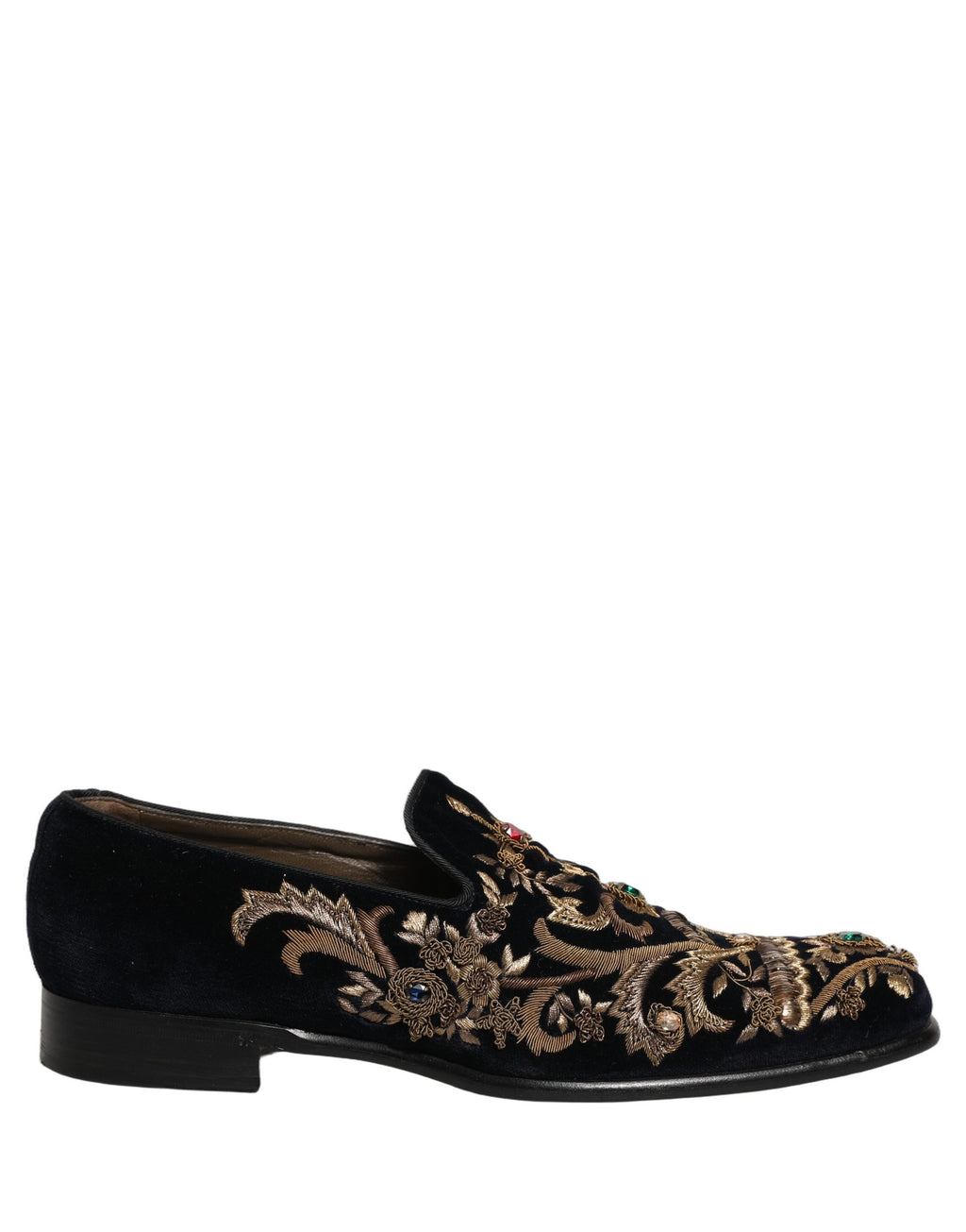 Black Velvet Embellished Dress Loafers Shoes