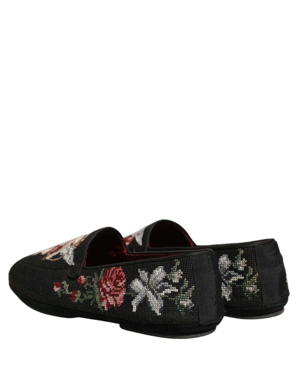 Black Baroque Angel Crown Rose Loafers Shoes