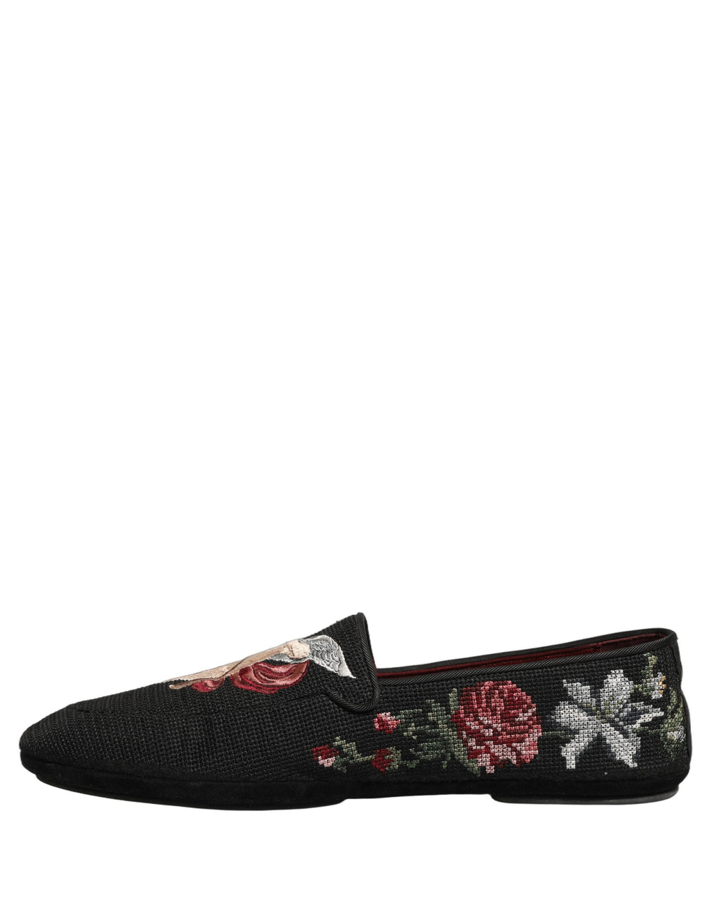 Black Baroque Angel Crown Rose Loafers Shoes