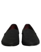 Black Woven Men Slip On Dress Loafers Shoes