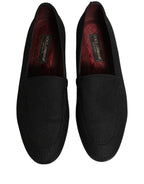 Black Woven Men Slip On Dress Loafers Shoes