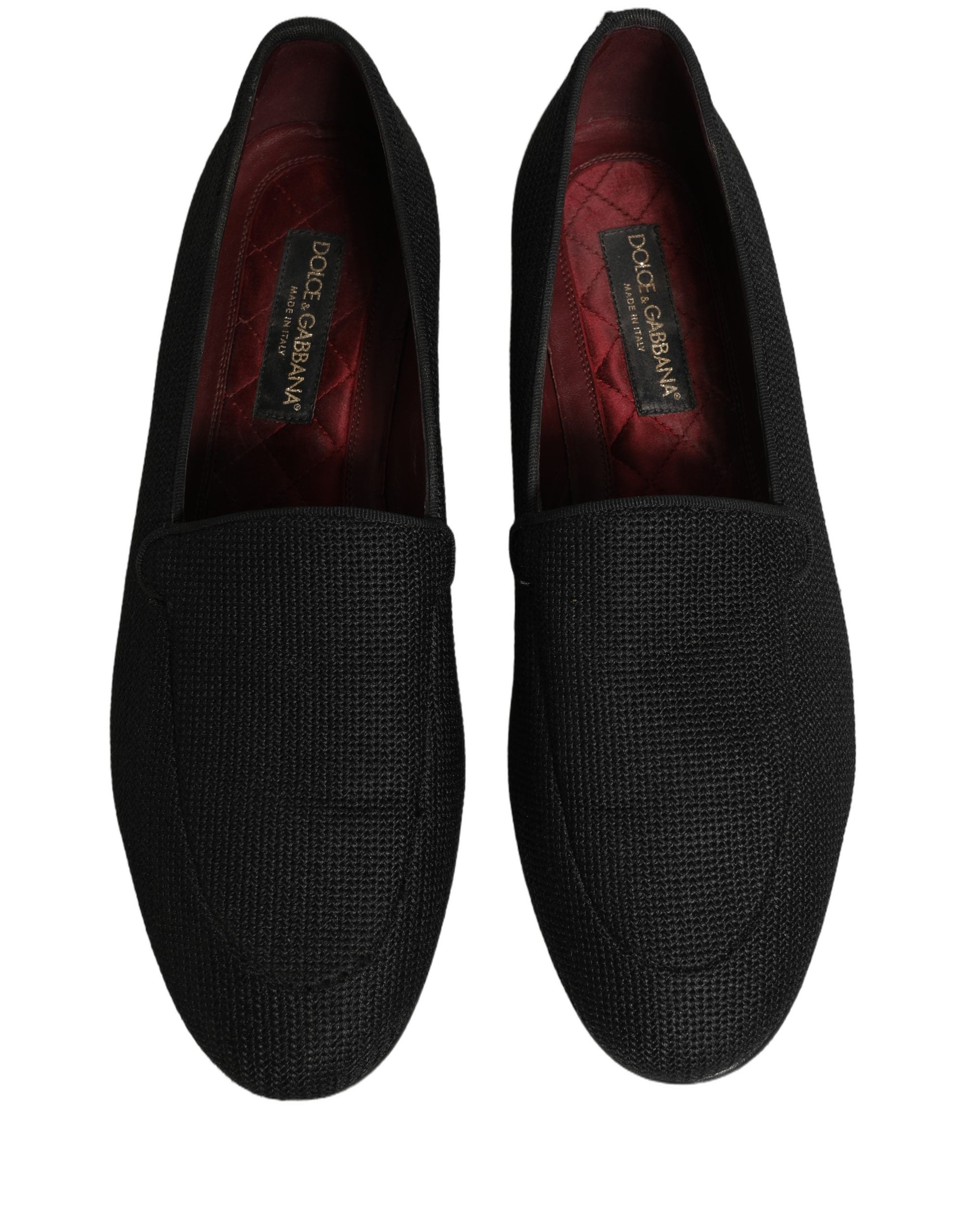 Black Woven Men Slip On Dress Loafers Shoes