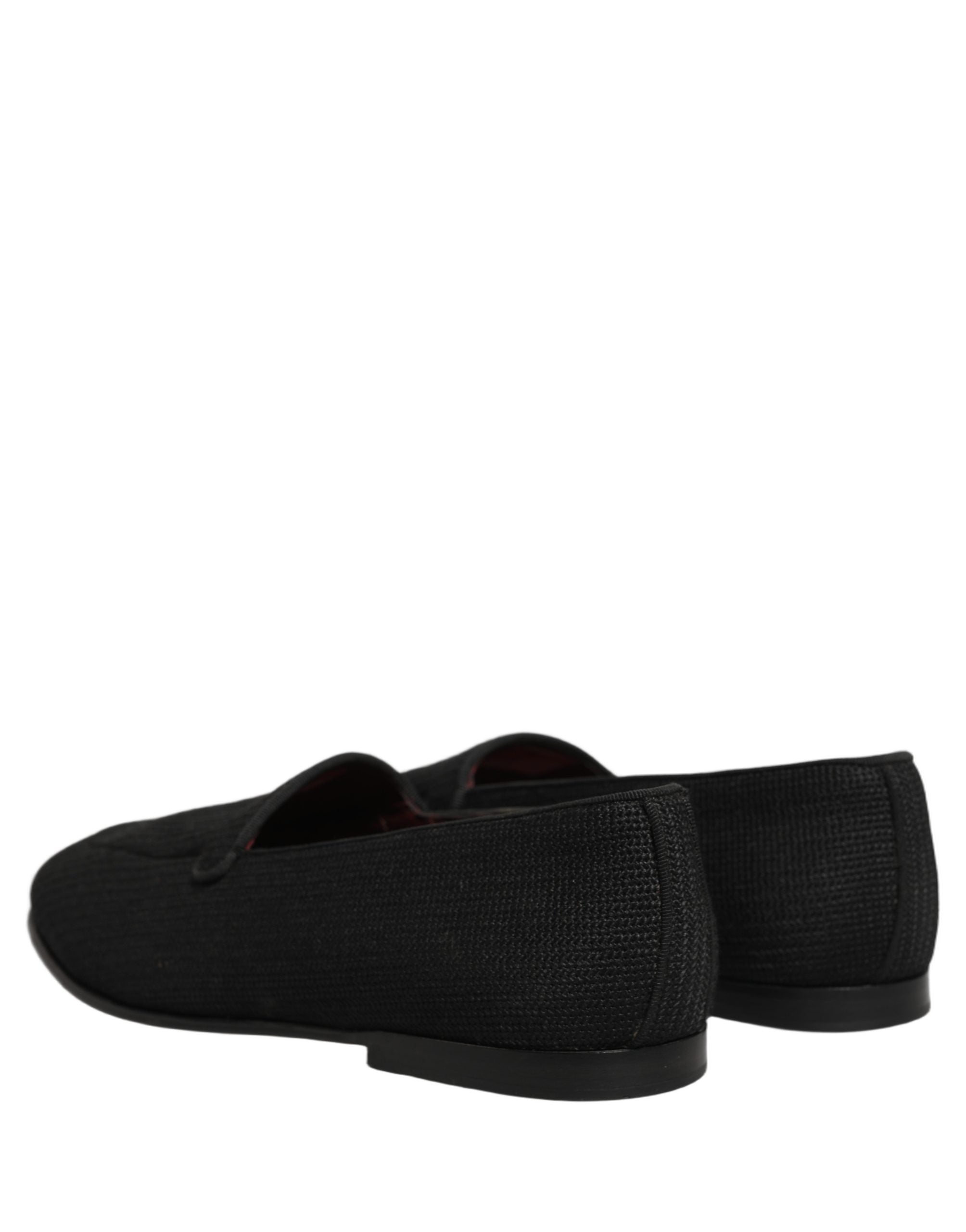 Black Woven Men Slip On Dress Loafers Shoes