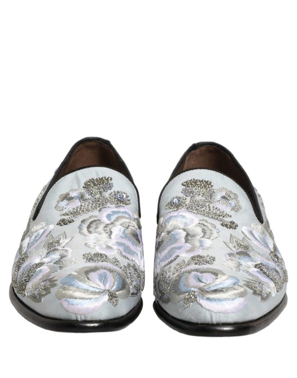 White Floral Embellished Men Loafers Shoes