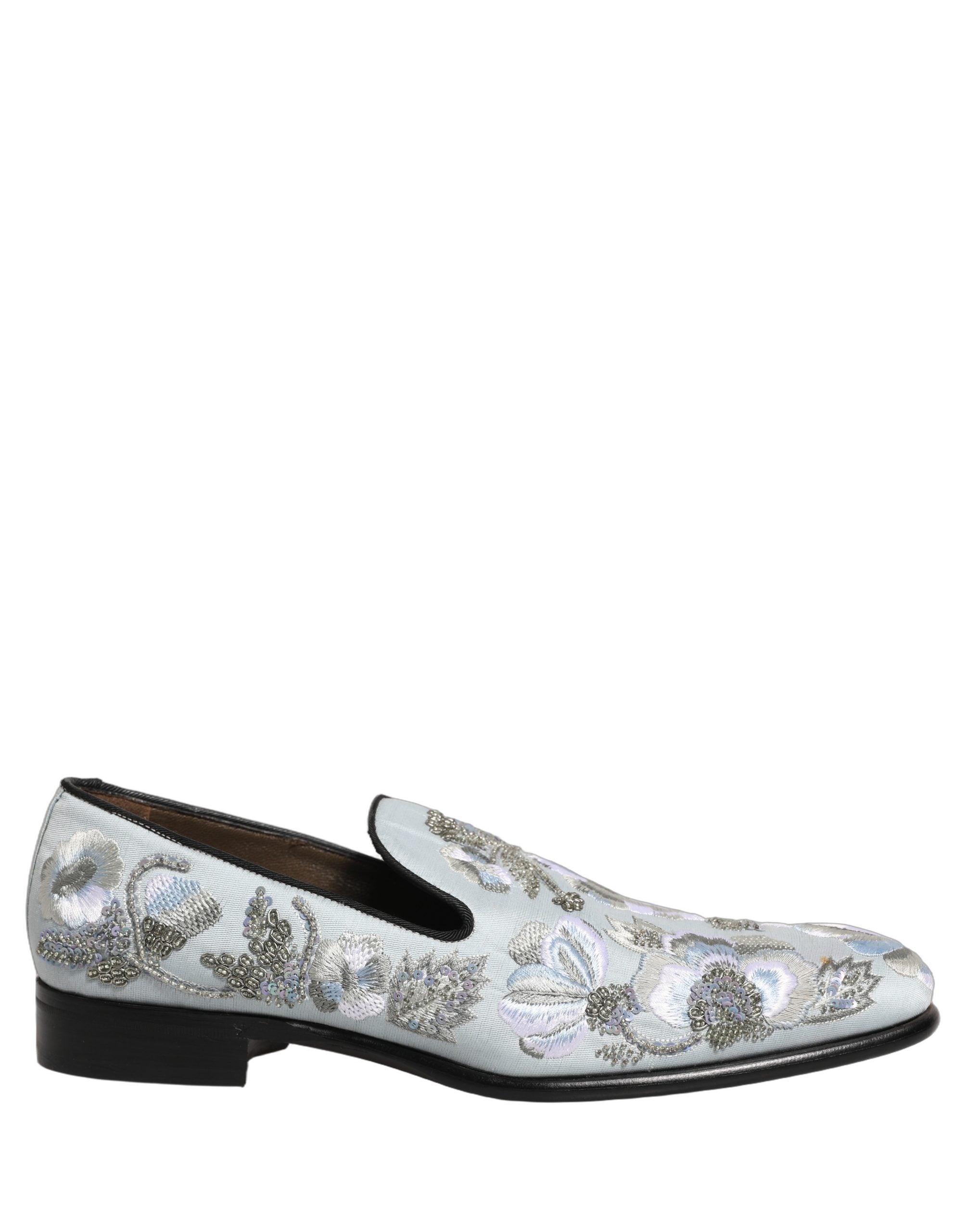 White Floral Embellished Men Loafers Shoes