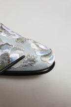 White Floral Embellished Men Loafers Shoes