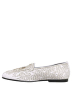 White Satin Embellished Dress Loafers Shoes
