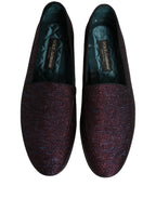 Maroon Glitter Lurex Logo Dress Loafers Shoes