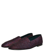Maroon Glitter Lurex Logo Dress Loafers Shoes