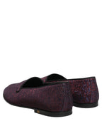 Maroon Glitter Lurex Logo Dress Loafers Shoes