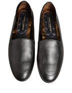 Silver Leather DG Logo Slip On Loafers Shoes