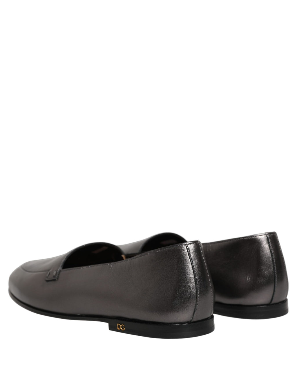 Silver Leather DG Logo Slip On Loafers Shoes