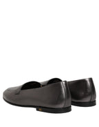 Silver Leather DG Logo Slip On Loafers Shoes