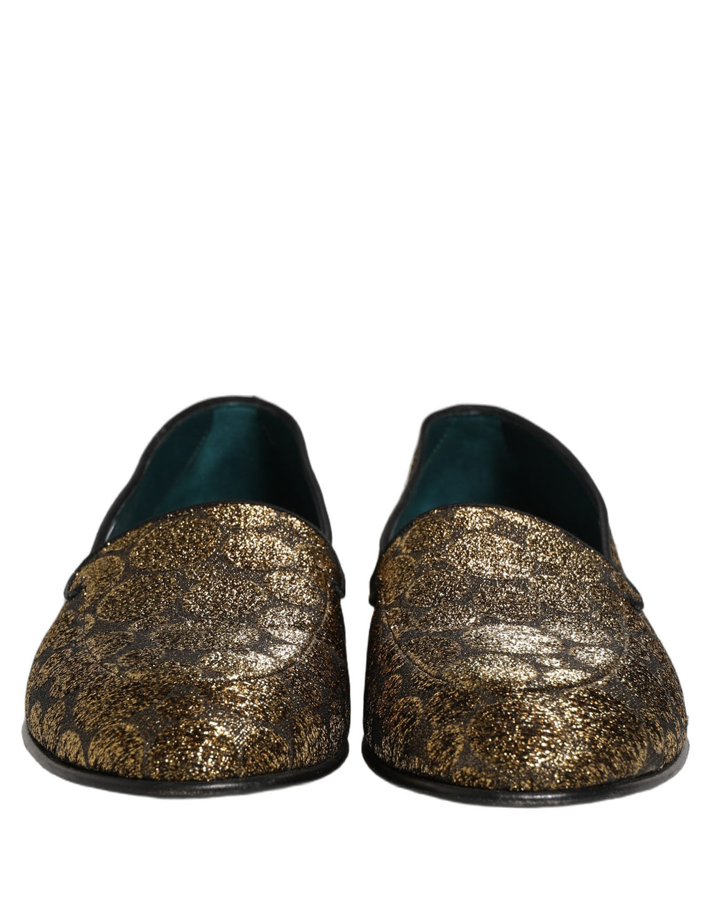 Gold Lurex Glitter Men Slip On Loafers Shoes