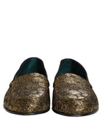 Gold Lurex Glitter Men Slip On Loafers Shoes