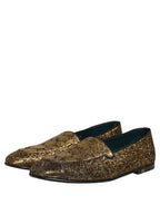 Gold Lurex Glitter Men Slip On Loafers Shoes