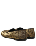 Gold Lurex Glitter Men Slip On Loafers Shoes