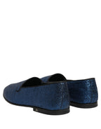 Blue Glitter Lurex DG Logo Dress Loafers Shoes