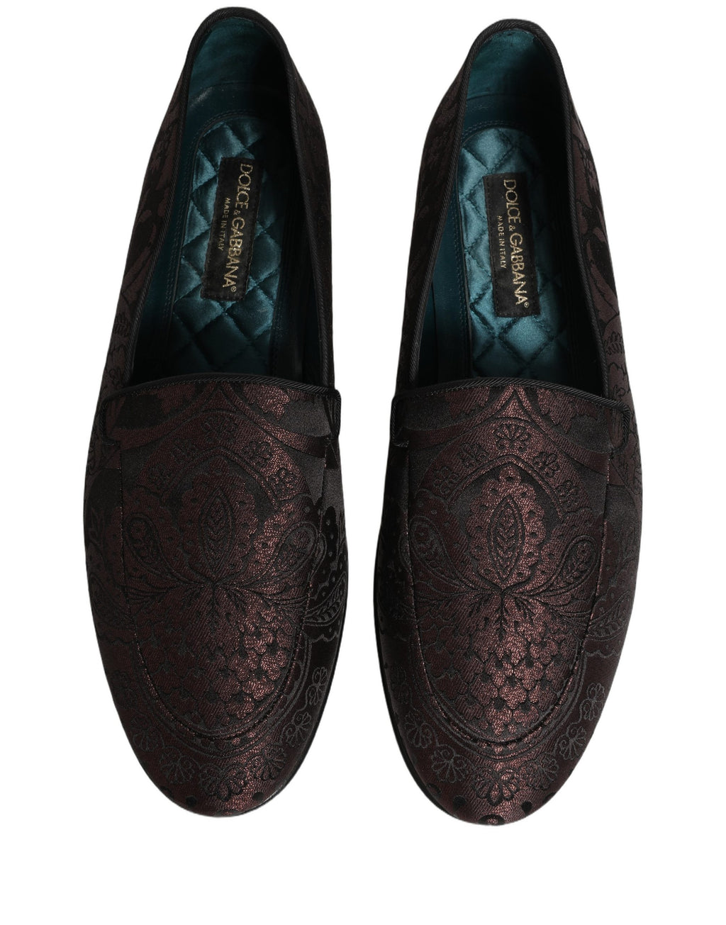 Maroon Jacquard Leather Slip On Loafers Shoes