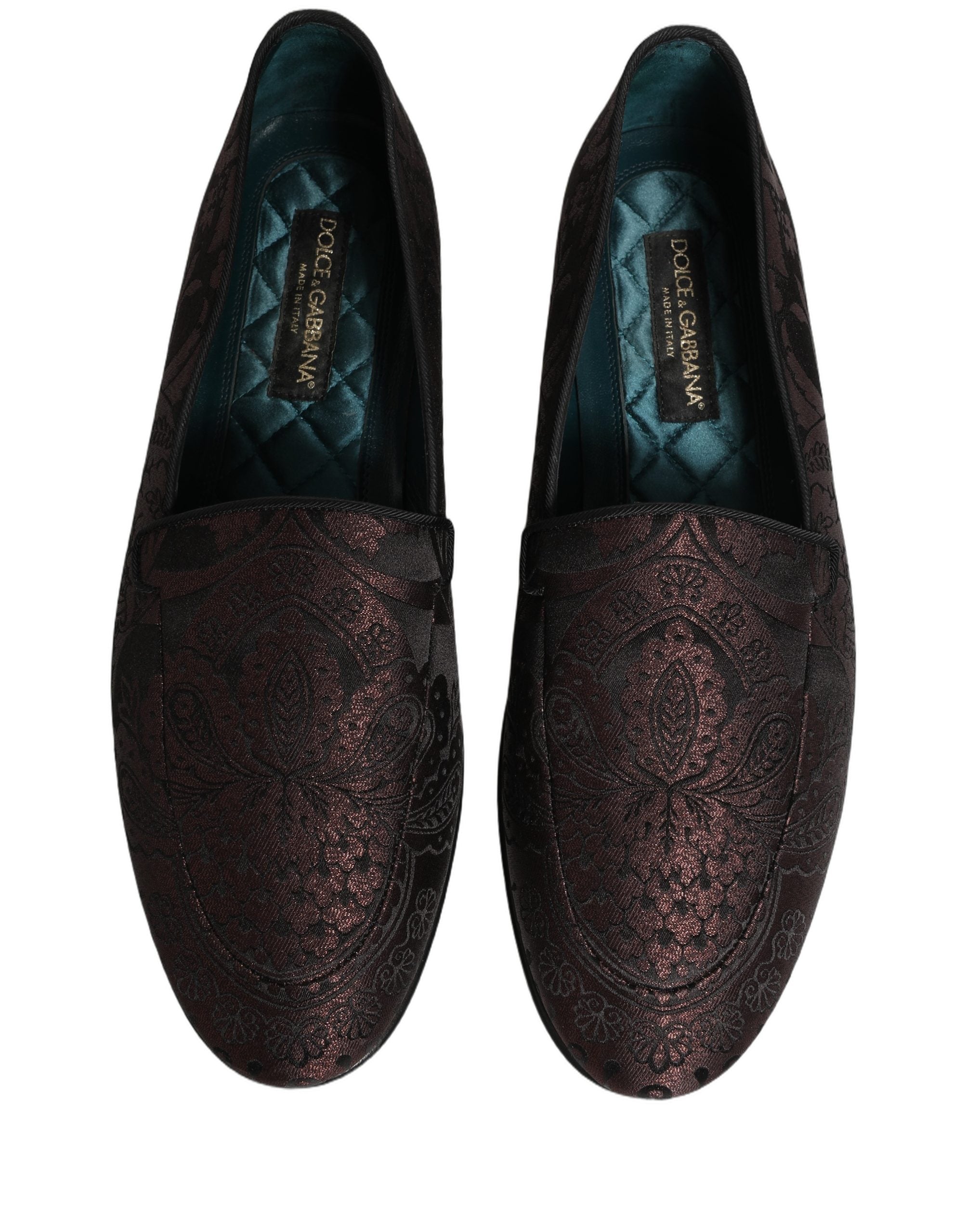 Maroon Jacquard Leather Slip On Loafers Shoes