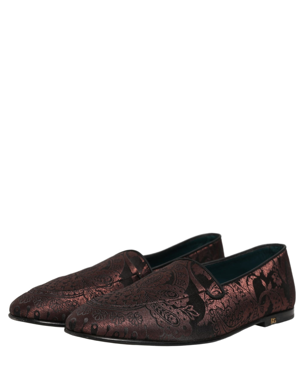 Maroon Jacquard Leather Slip On Loafers Shoes