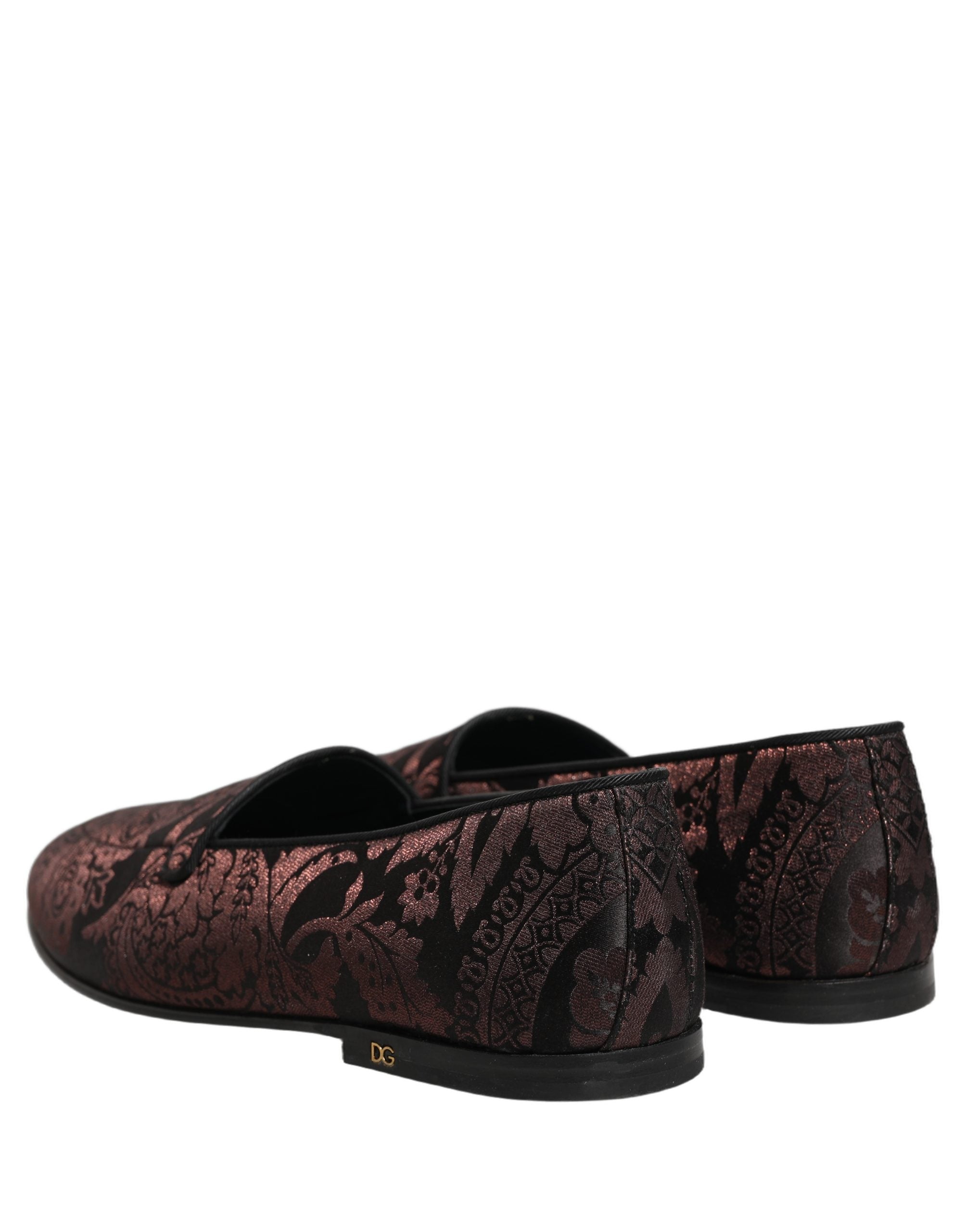 Maroon Jacquard Leather Slip On Loafers Shoes