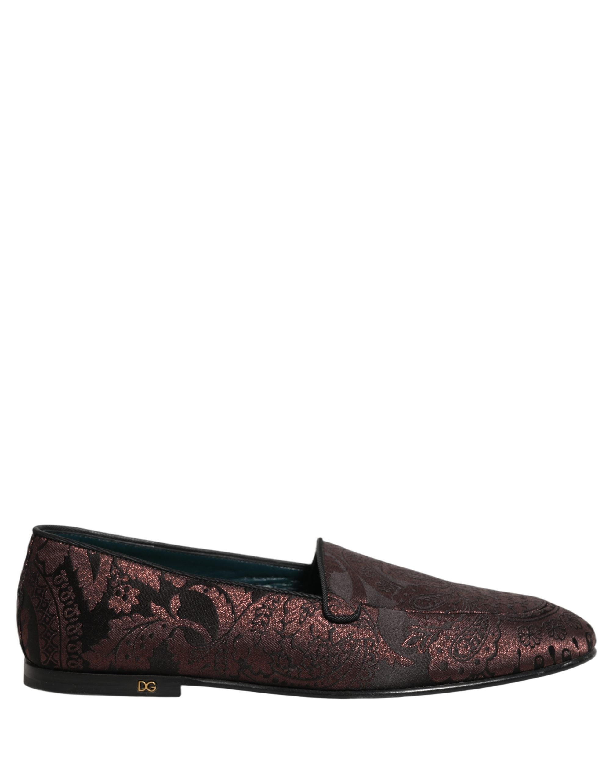 Maroon Jacquard Leather Slip On Loafers Shoes