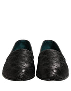 Black Glitter Brocade Men Dress Loafers Shoes