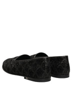 Black Glitter Brocade Men Dress Loafers Shoes
