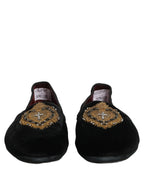 Black Velvet Sacred Heart Dress Loafers Shoes
