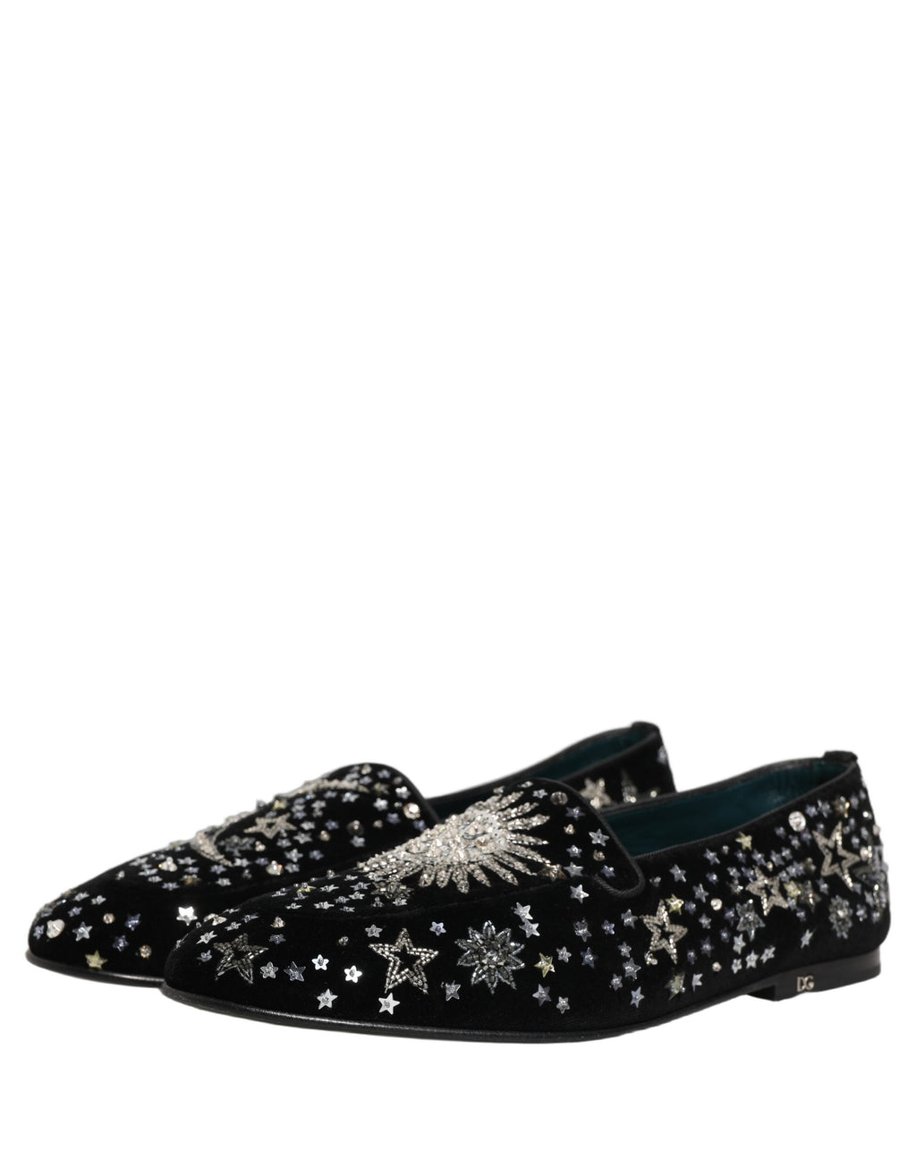 Black Crystal Embellished Dress Loafers Shoes