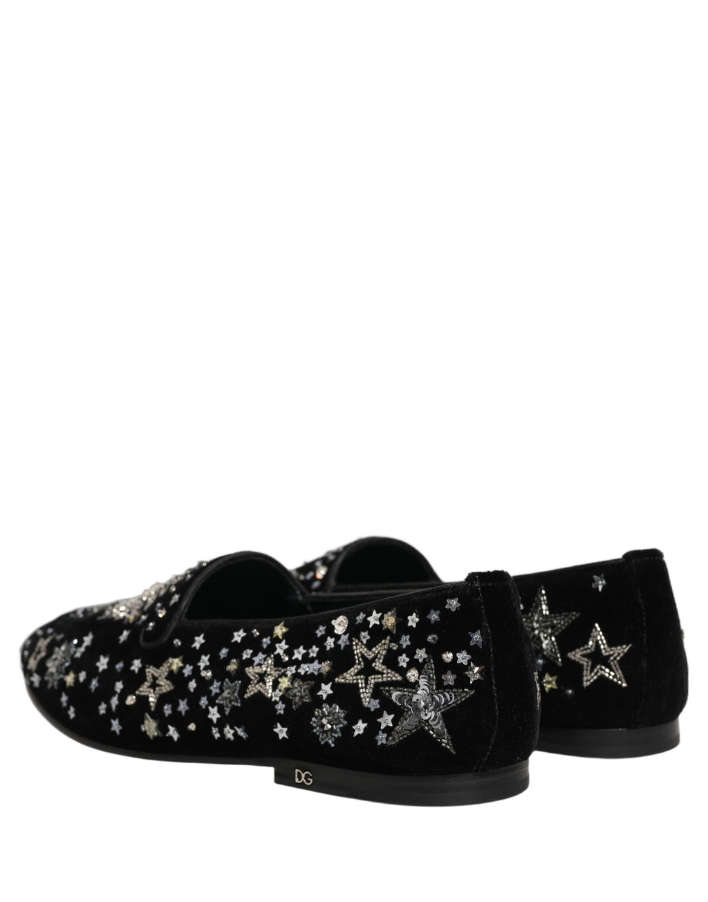 Black Crystal Embellished Dress Loafers Shoes