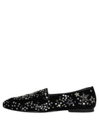 Black Crystal Embellished Dress Loafers Shoes