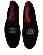 Black Crown Embellished Dress Loafers Shoes