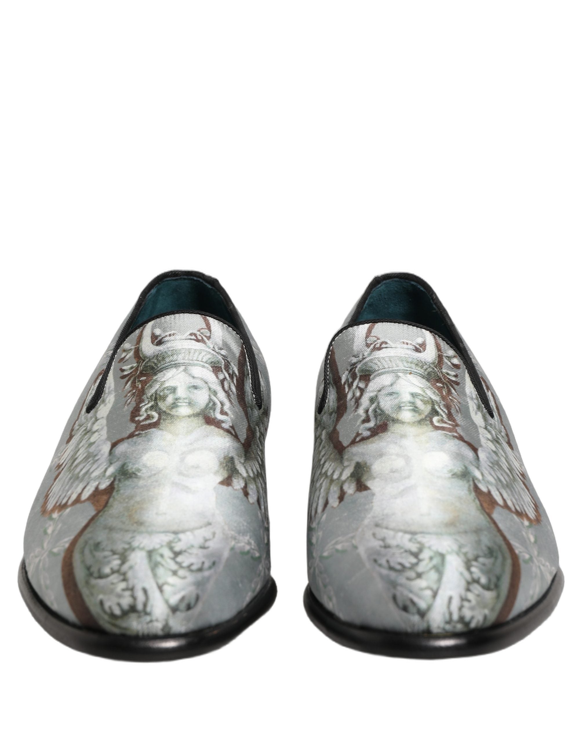 Gray Baroque Angel Velvet Men Loafers Shoes