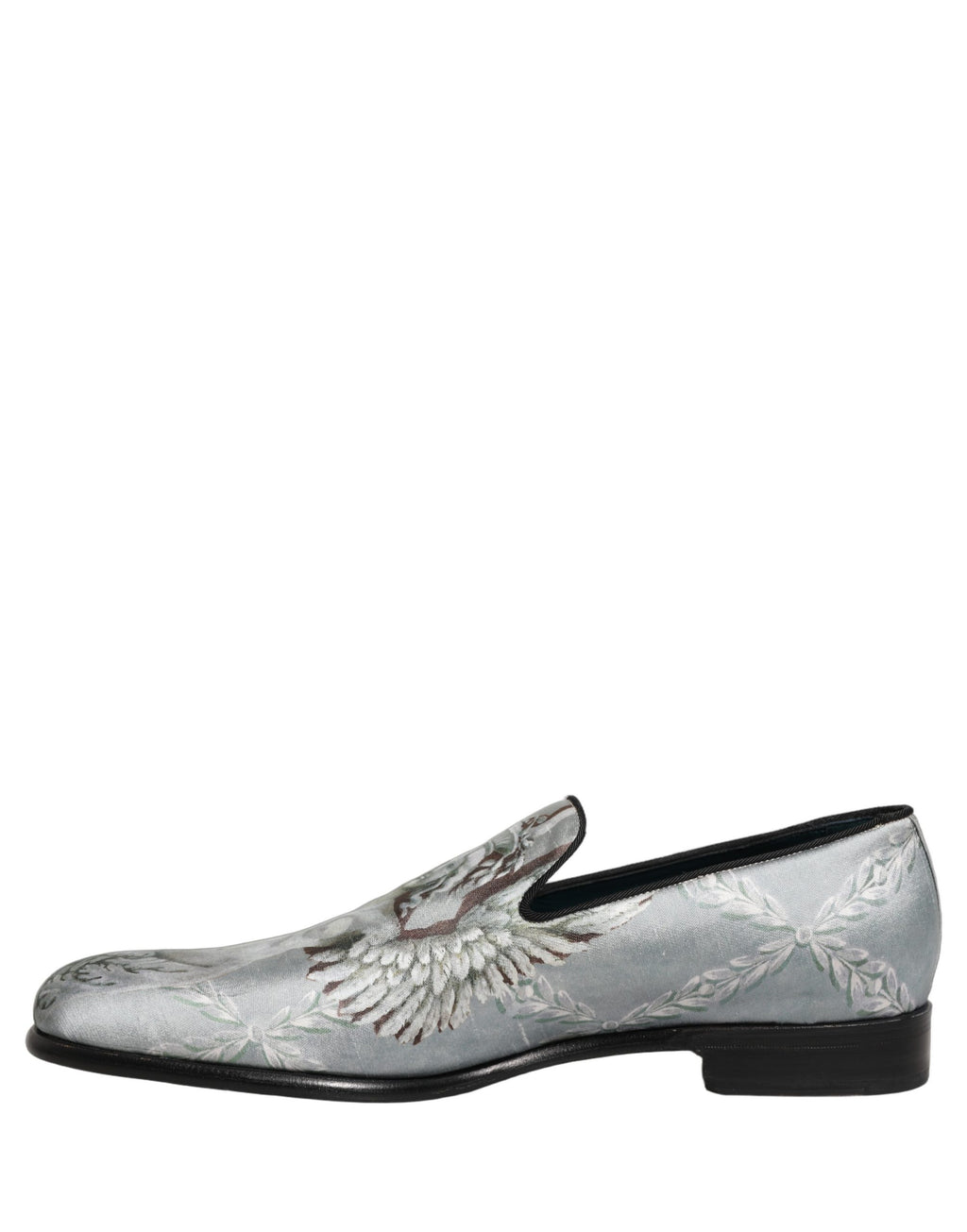 Gray Baroque Angel Velvet Men Loafers Shoes